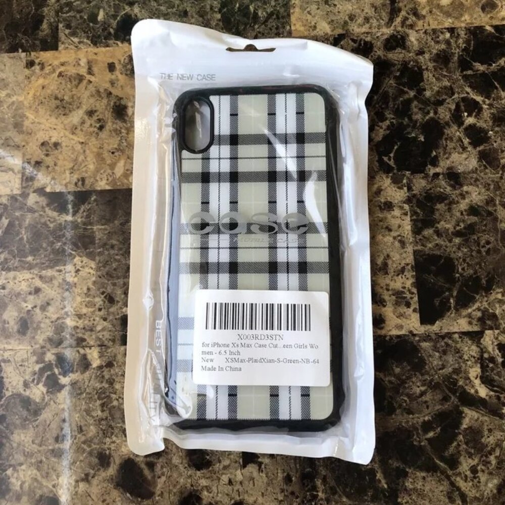 iPhone XS Max 6.5 Inch Plaid Green Phone Cover Case New Open Package - Picture 10 of 12